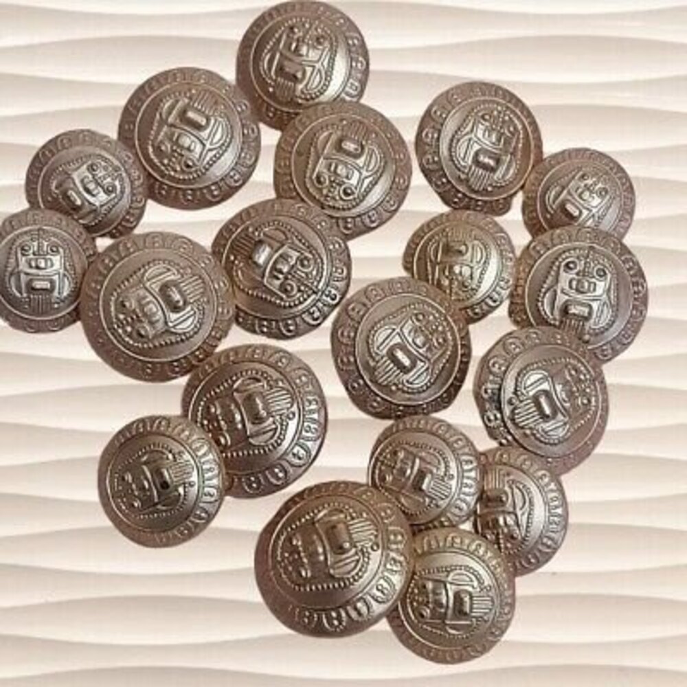 Lot of 19 Vtg Gold-Tone Tribal/Ethnic Totem BUTTONS -Plastic Two sizes